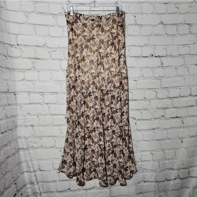Forever 21 Contemporary Large Brown Retro Floral Skirt 2