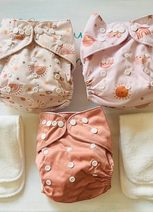 Lot complet – 3 couches lavables ajustables + 5 inserts épais bambou, marque: couche lavable bébé, état: Neuf avec étiquette, taille: 7–18 kg, 28,00 €, 30,10 € Protection acheteurs (Pro) incluse