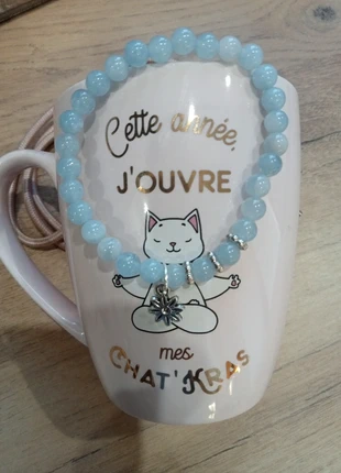 Bracelet femme Aquamarine pierre 5 mm monte sur un élastique de 18 cm, condition: New without tags, €3.50, €4.38 includes Buyer Protection