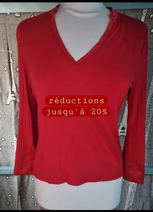 Pull col V rouge taille 38-40, brand: un1deux2trois3, condition: Very good, size: M / 38 / 10, €9.00, €10.15 includes Buyer Protection