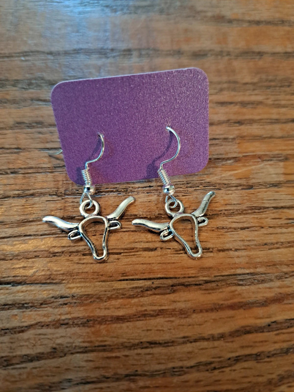 silver steer earrings new 1