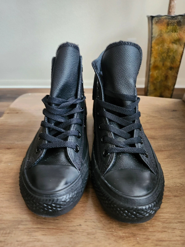 Converse Chuck Taylor All Star Hi Trainers Mono Black Leather 4.5 W 6.5 Vinted