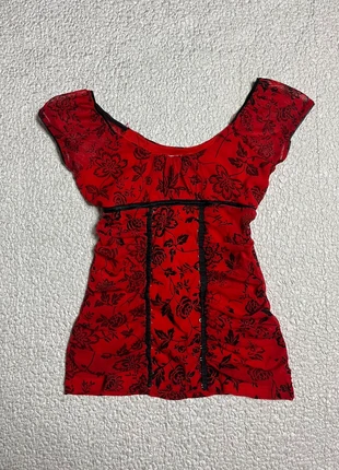 Red mesh vampire Princess / goth corset top, brand: Top Vintage, condition: Very good, size: S / 36 / 8, €25.00, €26.95 includes Buyer Protection