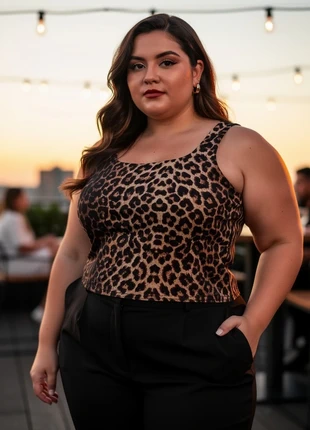 Top léopard court, brand: Shein, condition: New without tags, size: XL / 42 / 14, €3.00, €3.85 includes Buyer Protection