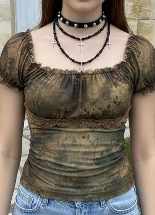 Top gothique vintage moulant col carré, marque: Darkmuse, état: Très bon état, taille: S / 36 / 8, 27,90 €, 30,00 € Protection acheteurs incluse