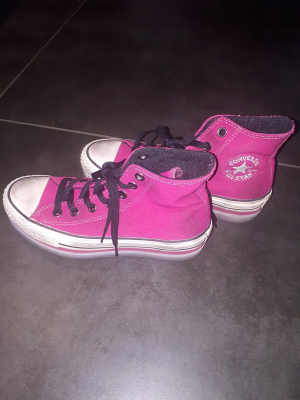 Converse rose fushia cuir plateforme effet usé - Vinted Converse rose fushia cuir plateforme effet usé - Vinted