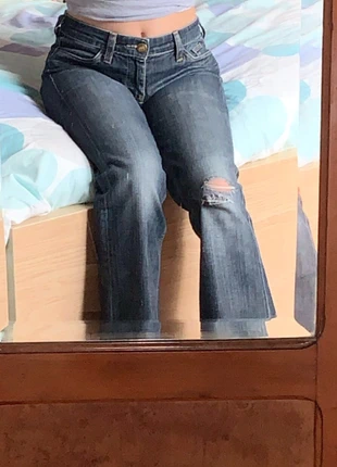 Jeans troué bleu foncé, taille basse , brand: Lee, condition: Satisfactory, size: M / 38 / 10, €7.00, €8.05 includes Buyer Protection