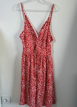 Robe d'été rouge à fleur, merk: C&A, staat: Heel goed, maat: L / 40 / 12, € 4,00, € 4,90 inclusief Kopersbescherming