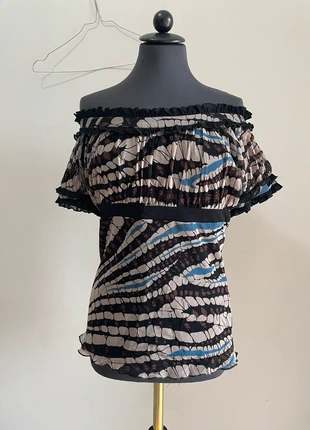 top boho elasticizzato a spalle scoperte con fantasia etnica, marca: CORTE dei GONZAGA, estado: Muy bueno, tamaño: L / 40 / 12, 13,00 €, 14,35 € Protección al comprador incluida