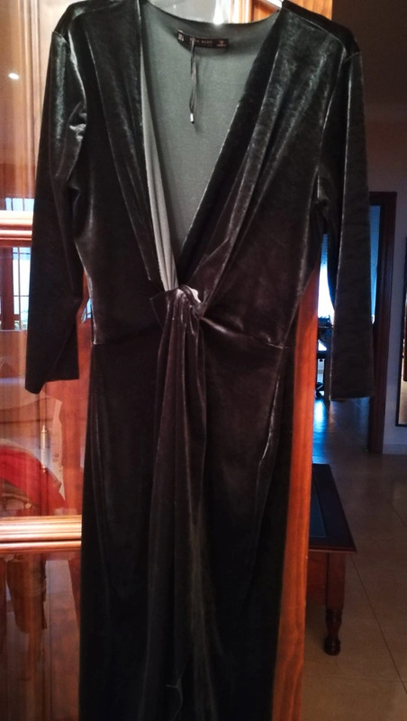 Vestido verde terciopelo zara Vinted