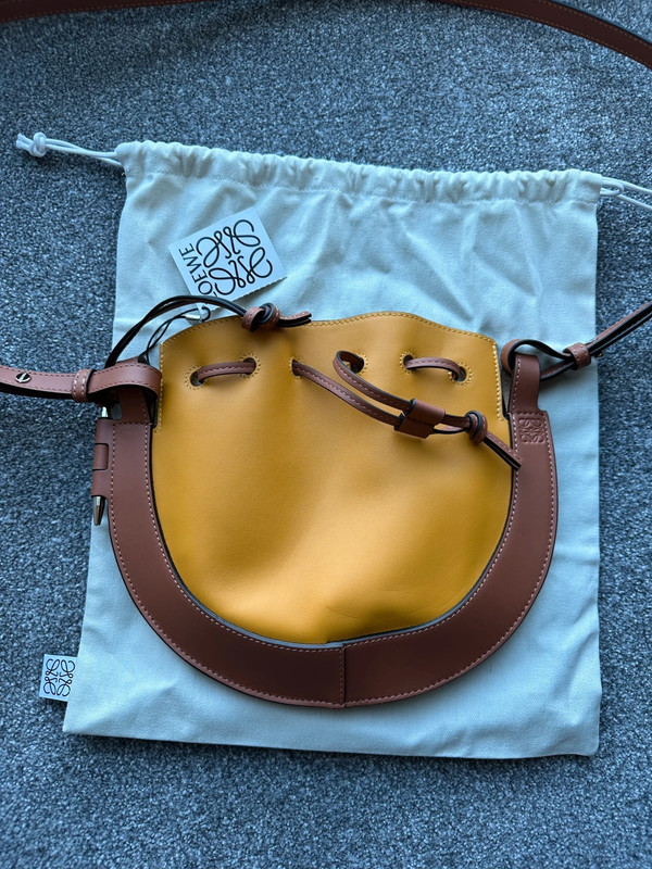 New> Loewe Small Leather Yellow Horseshoe Bag - Vinted