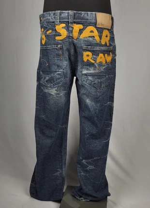 Jean G-Star Raw Elwood 5620 W33 L34 vintage brodé jaune coupe large délavée USA Paris, merk: G-Star, staat: Heel goed, maat: L, € 79,00, € 83,65 inclusief Kopersbescherming Pro