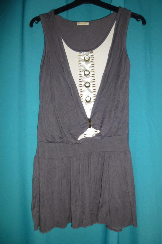 tunique haut gris/blanc cassé taille XL