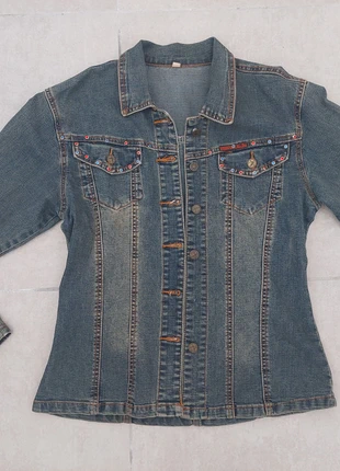 Veste en jean avec pierres décoratives, condition: Very good, size: S / 36 / 8, €2.50, €3.33 includes Buyer Protection