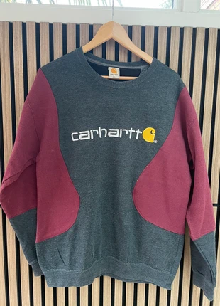 Carhartt WIP Rework Sweater – Grijs/Wijnrood – Uniek Design, marca: Carhartt, estado: Muy bueno, tamaño: L, 35,25 €, 37,71 € Protección al comprador incluida