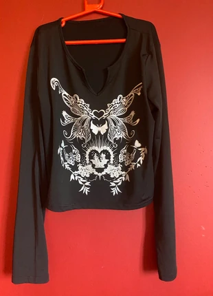 Black Alt Long sleeve graphic top, brand: NO LABEL, condition: Good, size: Other, £5.00, £5.95 includes Buyer Protection