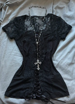 cute dark coquette gothic lace top size XS~S, brand: COQUETTE, condizioni: Ottime, taglia: XS / IT 38 / EU 34, €39.99, €42.69 include la Protezione acquisti