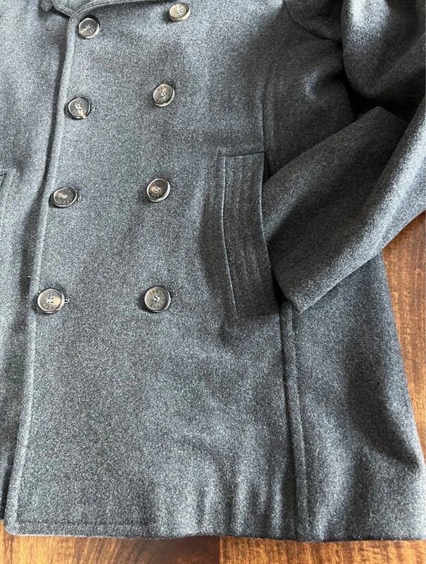 Mens Ted Baker Grey Double Breasted Wool Pea Coat Work Jacket 5 42 44 L XL