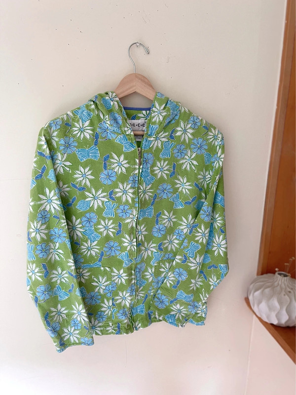 Vintage linen butterfly 🦋 floral zip up light hoodie 2