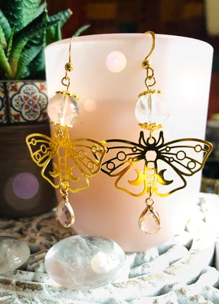 🦋Boucles d’oreilles bohème papillon cristal de roche🤍fairy butterfly rock crystal earrings🦋, brand: Hippie, condition: Very good, €19.00, €20.65 includes Buyer Protection Pro