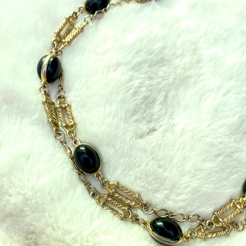 1970 Vintage Gold and Black Bead Chain Style Necklace (u2) 4