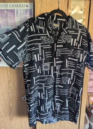 Retro funky black and white patterned tee t-shirt, brand: shirt wave design, condition: Very good, size: M, £4.00, £4.90 includes Buyer Protection