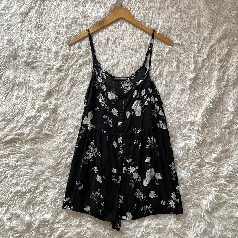 Brandy Melville rare black floral Kimia romper 1