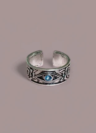 Bague Ajustable Œil d’Horus Argent Vieilli – Style Antique Vintage, merk: Ringed Up, staat: Nieuw met prijskaartje, maat: Aanpasbaar, € 8,00, € 9,10 inclusief Kopersbescherming