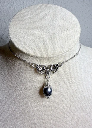 necklace dark grey pearl choker princess goth 🩶, marque: lux gothic, état: Très bon état, 19,00 €, 20,65 € Protection acheteurs (Pro) incluse