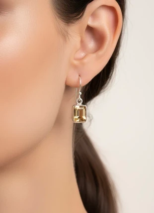 orecchini pendenti in argento 925 con citrino / dangle silver earrings with citrine gem, brand: dericci, condizioni: Nuovo con cartellino, €15.50, €16.98 include la Protezione acquisti