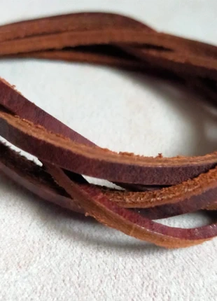 Bracelet cuir lanières croisées – Marron brut, état: Neuf sans étiquette, 14,00 €, 15,40 € Protection acheteurs (Pro) incluse