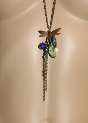 Ketting kralen libelle metaal steentjes blauw kerst Christmas Noël, staat: Heel goed, € 6,50, € 7,53 inclusief Kopersbescherming