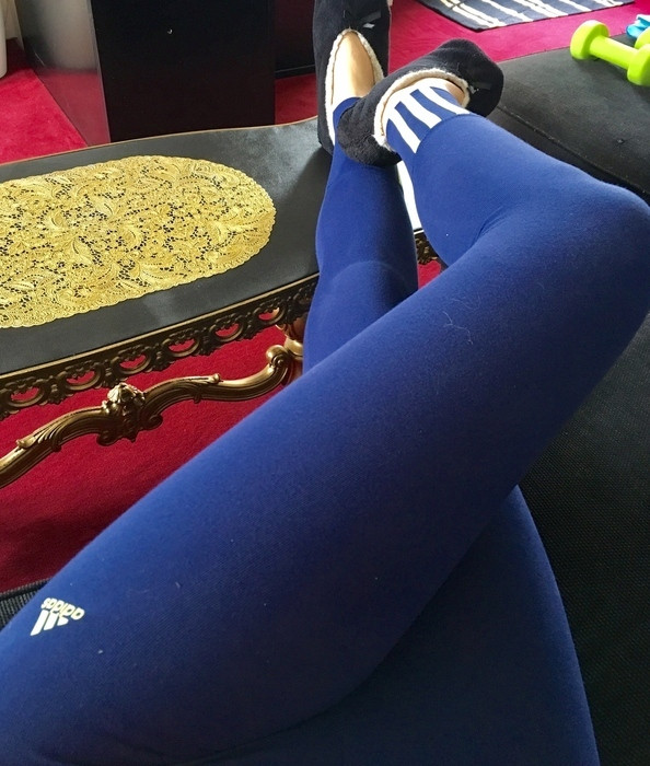 🎀legging pantalon slim de sport fitness yoga Adidas bleu et jaune💪🏻 5