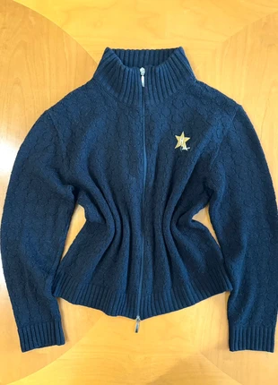 Maglione dolcevita con zip blu scuro/nero particolare, marque: Vintage Dressing, état: Très bon état, taille: M / 38 / 10, 19,90 €, 21,60 € Protection acheteurs incluse