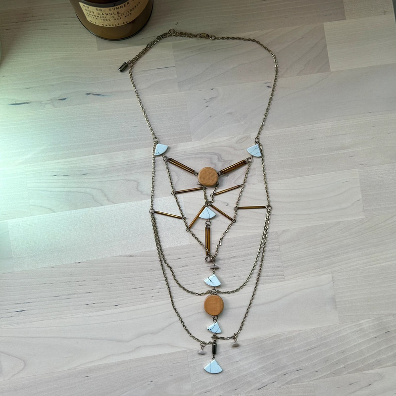 Mixed metal geometric layered necklace 1