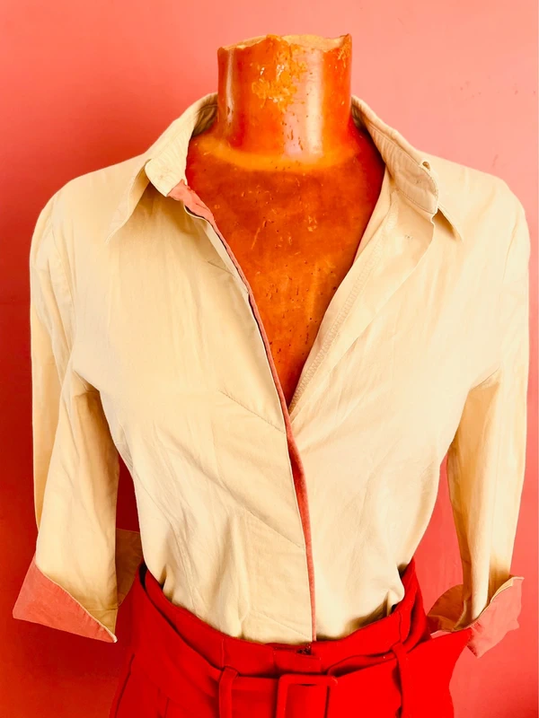 Chemise beige orangée vintage - photo numéro 3