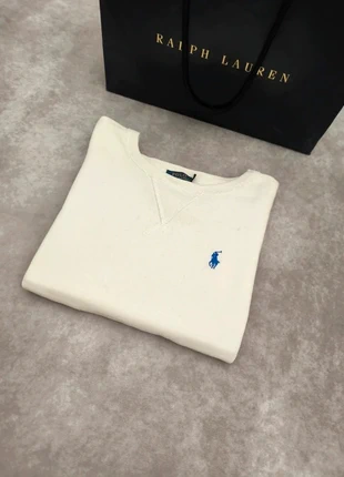 Pull Ralph Lauren blanc logo marine coton, marke: Ralph Lauren, zustand: Sehr gut, größe: S, 47,70 €, 50,79 € inklusive Vinted-Käuferschutz