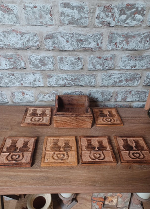Gorgeous hand carved wooden cat coasters and holder, brand: hand carved, condition: Good, £8.00, £9.10 includes Buyer Protection