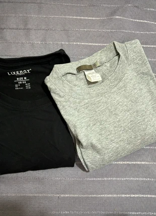 Lot 2 t-shirt homme M noir et gris chiné, brand: Livergy, condition: Very good, size: M, €2.50, €3.33 includes Buyer Protection