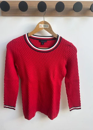 Sweat Tommy Hilfiger taille S femme nid d'abeille col tricolore bleu blanc rouge, merk: Tommy Hilfiger, staat: Heel goed, maat: S / 36 / 8, € 25,00, € 26,95 inclusief Kopersbescherming