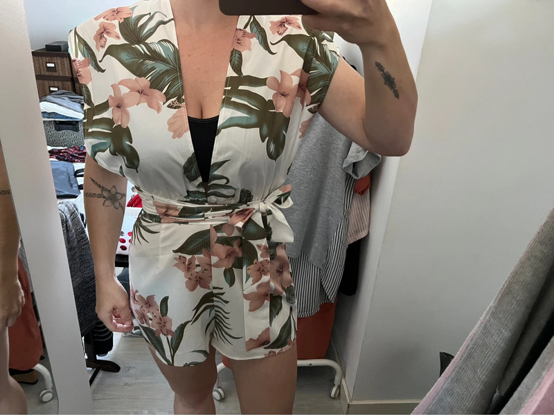 Combishort imprimé fleuri taille S 1