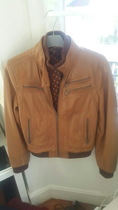 Veste en cuir camel 1