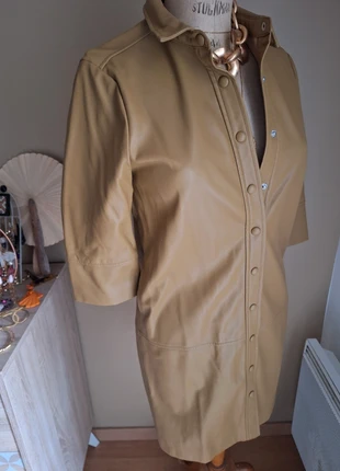 Robe similicuir ICHI marron beige, merk: ICHI, staat: Nieuw zonder prijskaartje, maat: XS / 34 / 6, € 40,00, € 42,70 inclusief Kopersbescherming