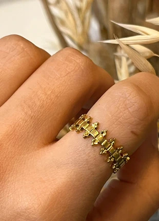 Bague en acier inoxydable plaqué or 18k, marque: Vintage Dressing, état: Neuf avec étiquette, taille: Ajustable, 9,98 €, 11,18 € Protection acheteurs incluse