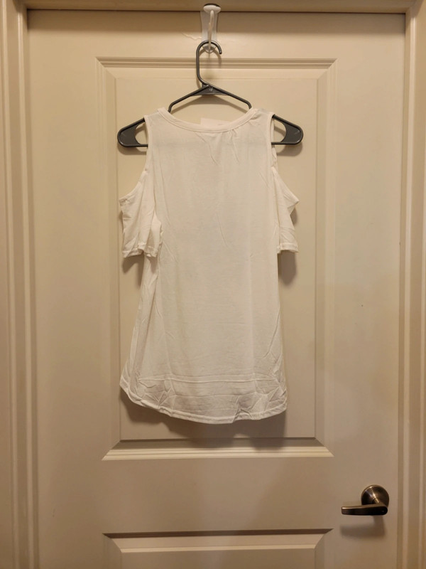 White Boutique Western Cow Cold Shoulder Blouse 3