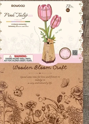 Robotime roze tulp houten bloem, marca: Robotime, estado: Novo com etiquetas, tamanho: Tamanho único, €11.95, €13.25 inclui Proteção do Comprador Pro