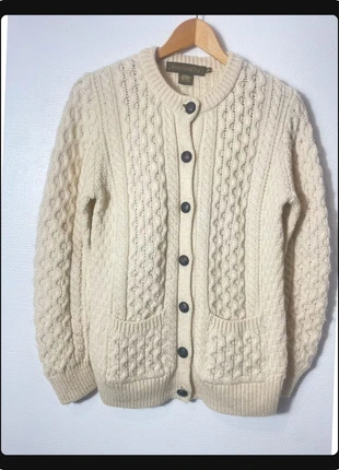 Irish Merino Wool Aran Cardigan Cream Vintage Fisherman Knit M, condition: Very good, size: M / 38 / 10, €75.99, €80.49 includes Buyer Protection Pro