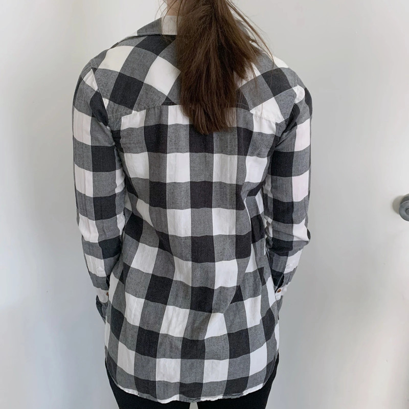 J.Crew black and white plaid button up shirt 2