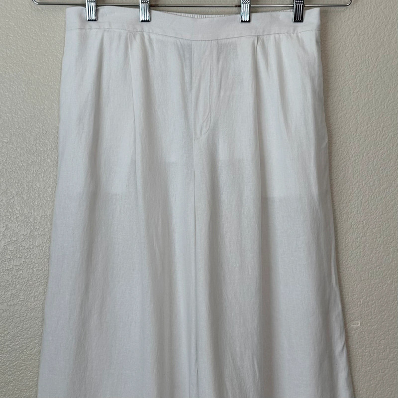 NWT Banana Republic Linen Blend White Wide Leg Crop Pants 2