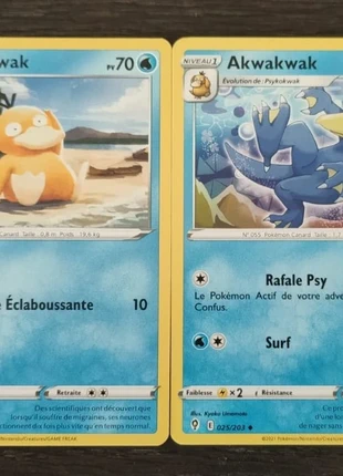 Cartes Pokémon Évolution Céleste Psykokwak et Akwakwak, brand: Pokémon, condition: Very good, €1.00, €1.75 includes Buyer Protection Pro